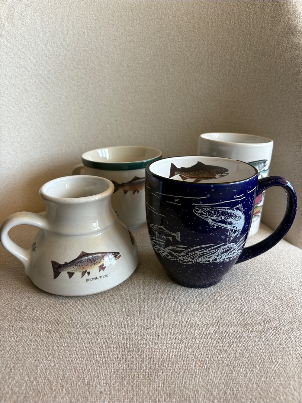 VTG Angler's Expressions Fish Mug & Cup Lot of 4